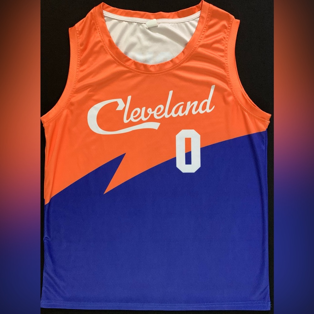 Kevin Love Cleveland #0 Orange & Blue Custom Jersey Tank Top Men’s Large - Picture 3 of 4